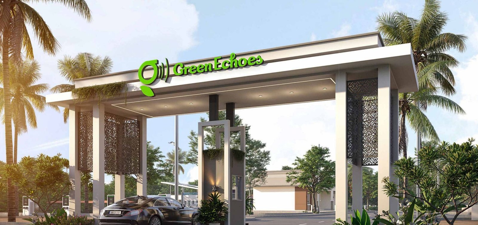 Entrance gate of Green Echoes villa plots near Hadshi, Mulshi, Pune