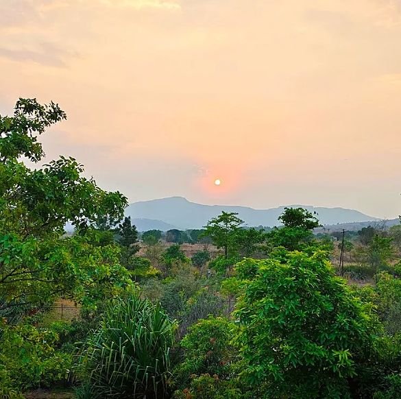 Sunset over the hills, actual site photo